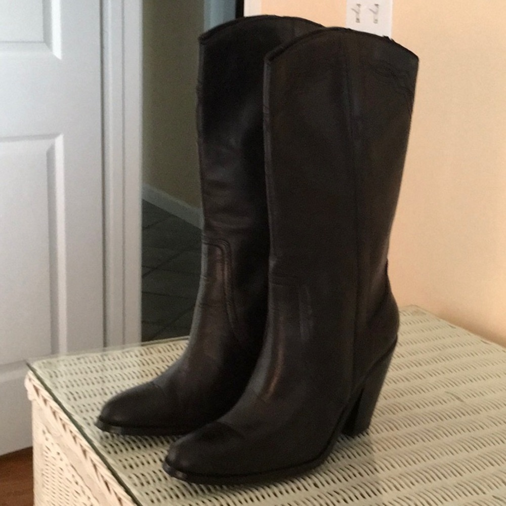 Black leather boots